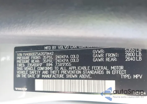 2010 Volvo Xc60 3.2 из США, поврежденный, VIN YV4960DZ5A2079442